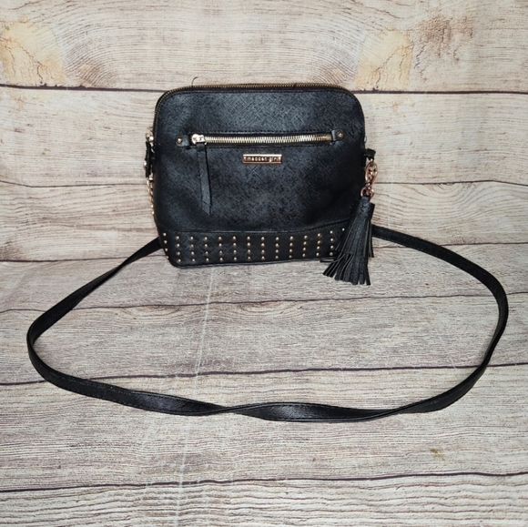 Steve Madden Madden Girl Black Gold Studded Chain Crossbody Bag - Picture 1 of 10